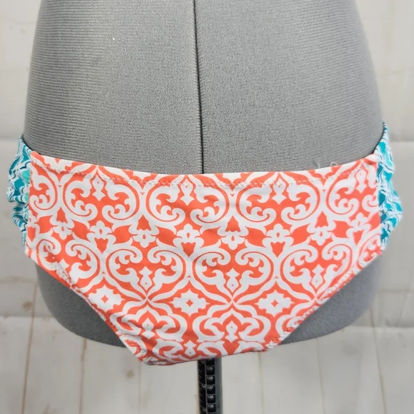 Cabana Life Preppy Beach UPF 50+ Coastal Bikini Set Swim Coral & Turquoise L - Picture 8 of 16